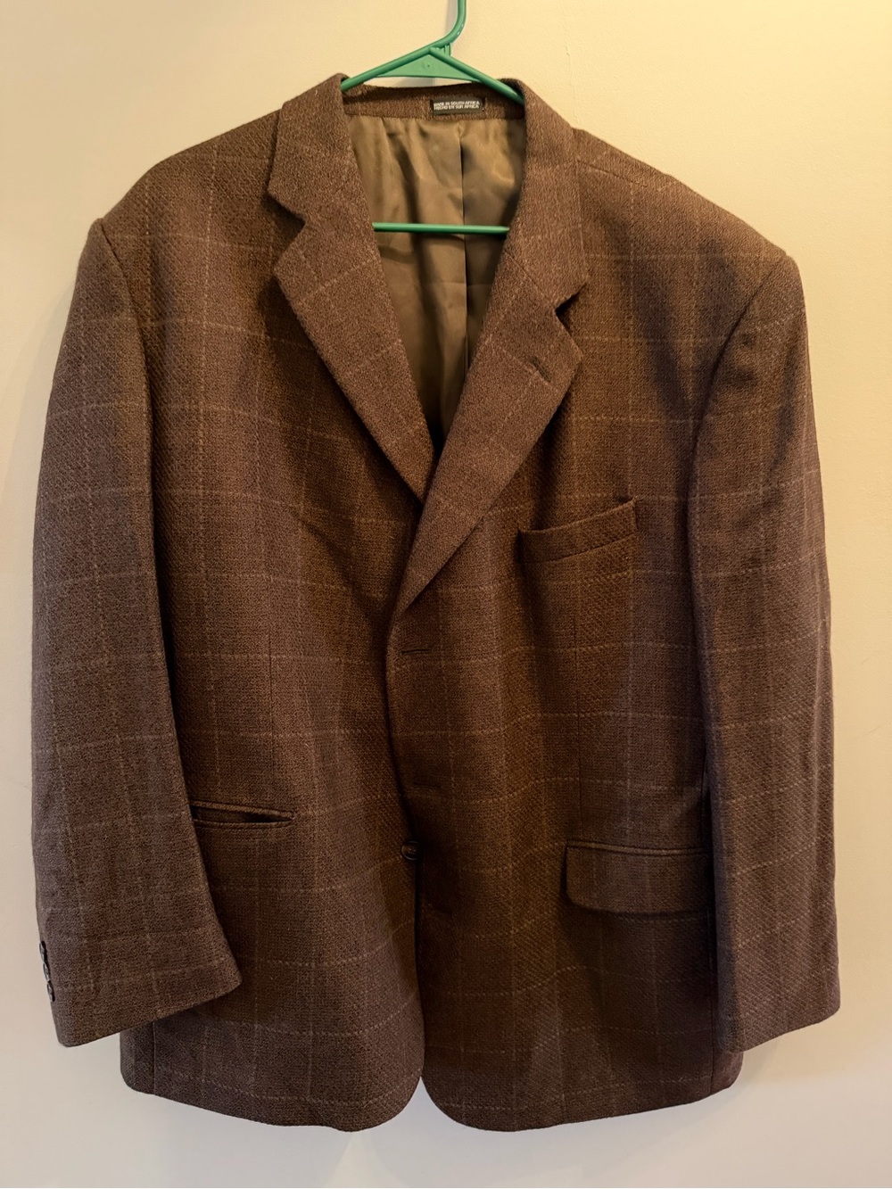 Stafford Brown Windowpane Wool Sport Coat - Classic Men's Blazer 100% wool 48reg
